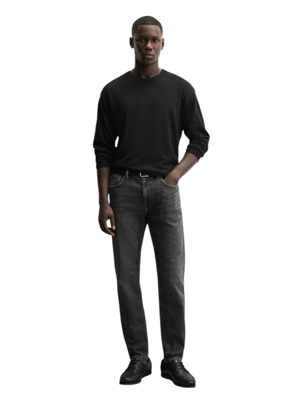 Zara - EC - Men Slim Straight Jeans in Charcoal Black